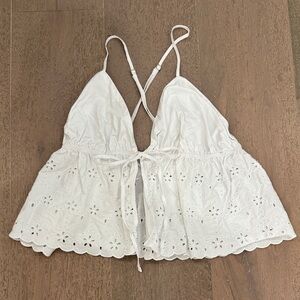 Zara White Eyelet Crop Top